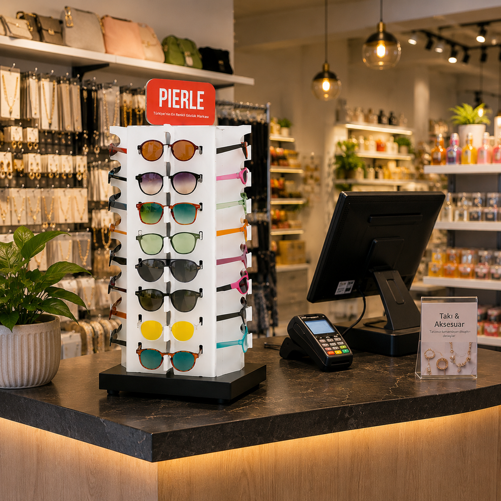 PIERLE 32 Adet UV400 Güneş Gözlüğü Satışa Hazır Stand Paketi
