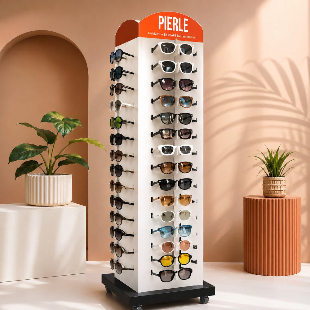 PIERLE 64 Adet UV400 Güneş Gözlüğü Satışa Hazır Stand Paketi