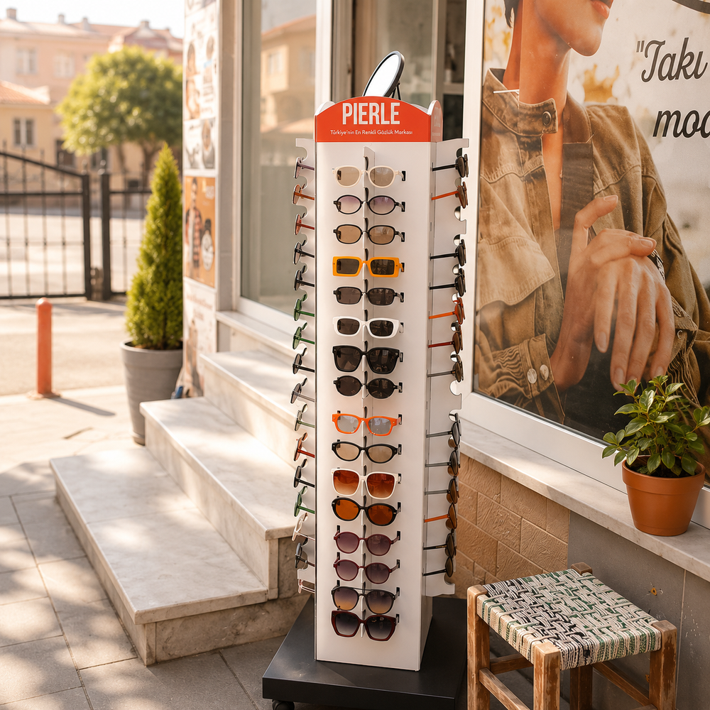 PIERLE 64 Adet UV400 Güneş Gözlüğü Satışa Hazır Stand Paketi