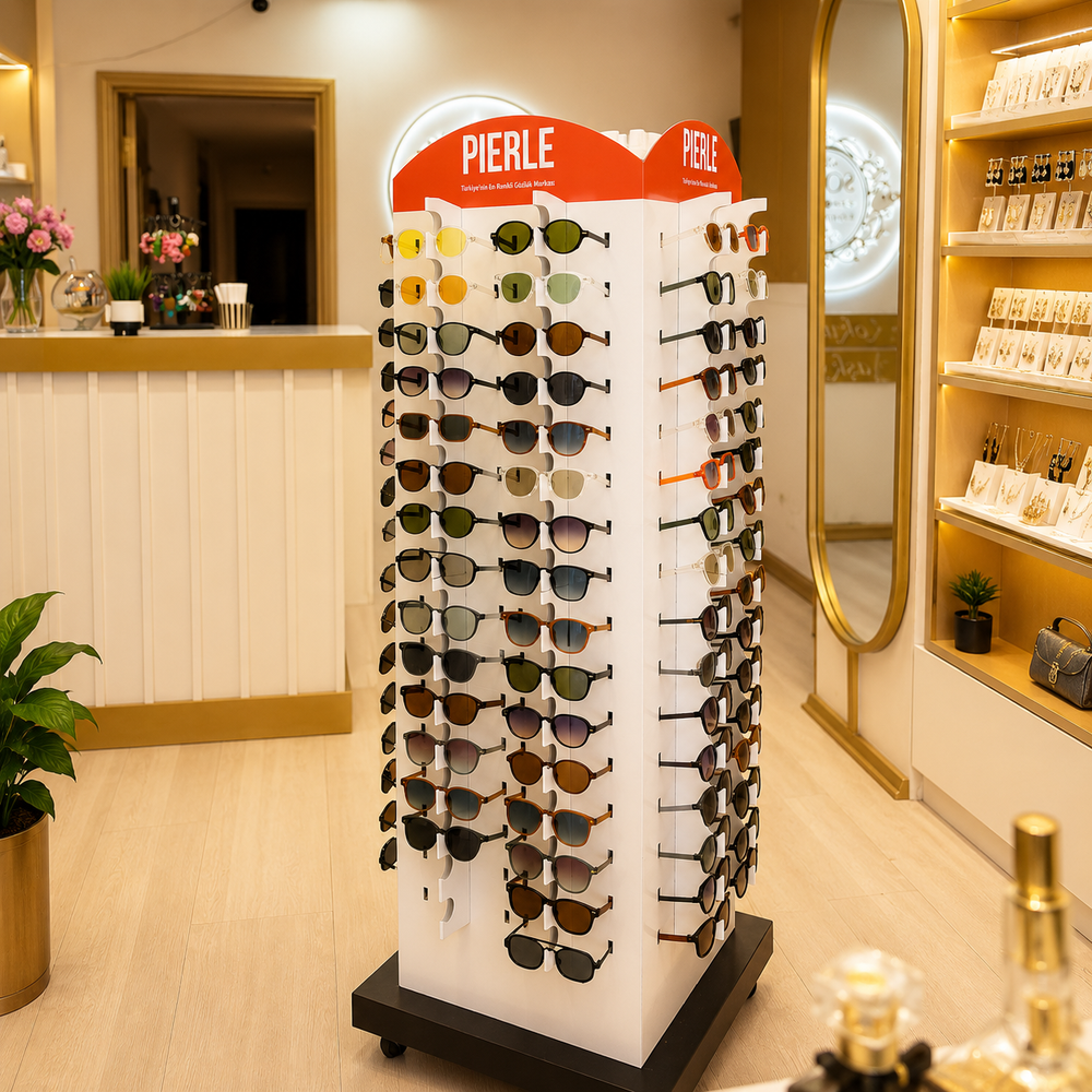 PIERLE 128 Adet UV400 Güneş Gözlüğü Satışa Hazır Stand Paketi
